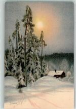 sign. Brand Winter Motiv Schweden Künstlerkarte
