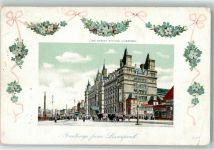 Liverpool 1917 Gebrauchsspuren Bahnhof Lithographie