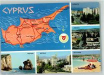 Nicosia 1984 - Schwimmbad Ayia Napa Landkarte Zypern