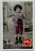 Kind Matrosenanzug Fisch 1. April 1919 Foto AK