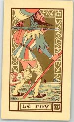 sign Wirth, Oswald Tarotkarte Le Fov Katze beißt Landstreicher in die Wade Spielkarte Kartenspiel KEINE AK