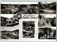 72160 W7240 Sulz am Neckar Foto AK Burg Ruine Schwimmbad Kirche Fliegeraufnahme