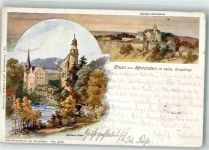08118 O9509 Hartenstein b Zwickau 1905 Lithographie Schloss Stein u. Hartenstein