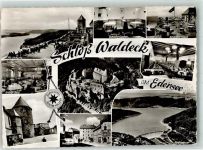 34513 W3544 Waldeck , Hess - Schloss Waldeck Uhrturm Rittersaal Schlosshof Sperrmauer Edersee