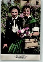 Paar Blumen Trachten Odenwald Foto AK