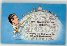 Karikatur Ronald Reagan Anti Administration Bills Hill with Malfuzziness si Strader Präsident der USA Künstlerkarte