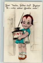 Kind Tintenfass Künstlerkarte