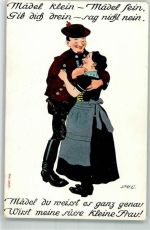 Frau Paar Tracht Spruch Engelhard, P.O. / POE Künstlerkarte