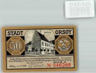 47495 W4134 Orsoy , Niederrhein 1921 Notgeldschein 50 Pfennig Rathaus