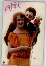 Frau Paar Rosen 1. April
