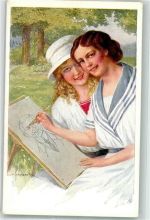 Frauen Portraitzeichnung Schubert, H. Künstlerkarte