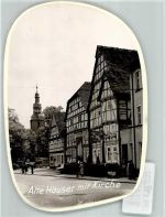 37688 W3472 Beverungen FOTO KEINE AK Foto Original aus Archiv eines Ansichtskartenverlags Alte Häuser mit Kirche Oldtimer Ort handschriftlich