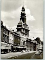 66333 W6620 Völklingen Foto AK Rathausstrasse Geschäft Kaufhaus VW Käfer Auto Kirche