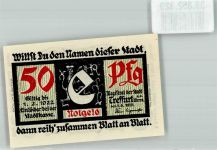 99830 O5908 Treffurt 1921 Notgeldschein 50 Pfg. Ehem. hessisches Amtshaus bis 1736