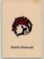 Fee Blumen sign. Kocher Hugo Glückwunsch Scherenschnitt Künstlerkarte
