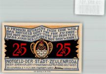 07937 O6570 Zeulenroda 1921 Notgeldschein 25 Pfennig Stadtsilhouette