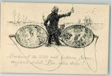 sign. Volkert Hans Die rosige Brille Verlag Georg D.W. Callwey Kunstwart Postkarte Künstlerkarte