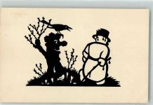 Schneemann Rabe Winter Ade Scherenschnitt Schwindt, A. Künstlerkarte