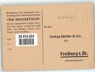 W7800 Freiburg im Breisgau Am Büchertisch Hausmitteilung des Verlags Herder AK - Geschichte Werbe AK
