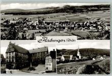 97650 W8741 Fladungen Foto AK mit St. Kilian Kirche Brunnen Rathaus Zehnthaus Schlossmuseum