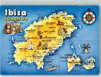 Ibiza Foto AK Landkarte Isla Blanca