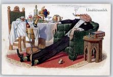 Sekt , gedeckter Tisch Zigarre Gebrauchsspuren