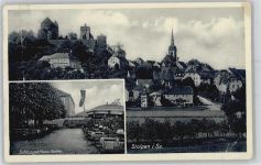 01833 O8350 Stolpen - WK II Schlossgasthaus-Garten, Kirche