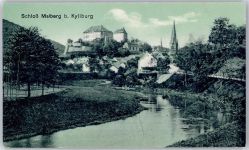 54655 W5524 Kyllburg - Schloss Malberg, Fluss, Kirchturm