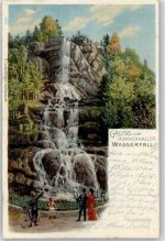 38640 W3380 Oker 1902 Lithographie Wasserfall