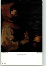 Zurbaran, F. Sankt Franziskus Totenkopf Ackermann Kunstverlag 2922 Künstler Künstlerkarte