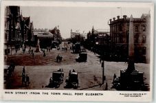 Port Elizabeth - Main Street View from Town Hall Hauptstraße Blick von der Stadthalle Säule Straßenbahn Denkmal