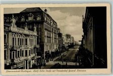 Litzmannstadt Lódz - Adolf Hitler Straße mit Fremdenhof General Litzmann Oldtimer WK II