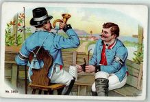 Postillione Posthorn Pfeife Bier AK Postbote 1900 Lithographie