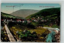 76596 W7564 Gausbach 1911 - Panorama des Ortes mit der Murgtalbahn und Kirche St. Johannes Baptista in Forbach