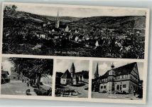 97947 W6974 Grünsfeld Gebrauchsspuren Bahnhof Kirche Rathaus
