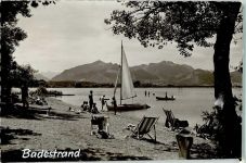 83236 W8212 Feldwies FOTO KEINE AK Badestrand am Chiemsee mit Kampen Foto Original aus Archiv eines Ansichtskartenverlages Ort handschriftlich