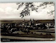 86650 W8853 Wemding Foto AK Panorama des Ortes mit Stadtpfarrkirche St. Emmeram Fotograf Kohlbauer