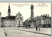 3100 St. Pölten Foto AK Denkmal Dreifaltigkeitssäule Rathausplatz