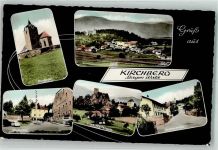 84434 W8251 Kirchberg , Holzland Foto AK Pfarr- Kirche Marktplatz Auto Burg Ruine Weißenstein