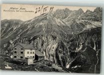 Kemptner Hütte 1908 - Berghütte mit dem Obermädele Fotograf Rauch