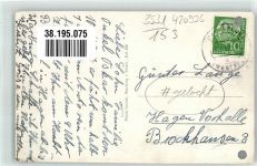 34434 W3532 Bühne , Westf Gebrauchsspuren Panorama des Ortes mit St. Vitus Kirche Kriegerdenkmal Fotograf Jacobi Karte gelocht
