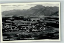 83236 W8212 Übersee Foto AK Fliegeraufnahme des Ortes mit Pfarrkirche St. Nikolaus