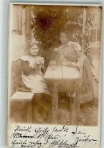 Kinder Stricken 1903 Privatfoto AK