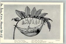 Kind in Hängematte unter Blumenstengeln Goetz, M Künstlerkarte