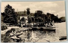 09648 O9251 Kriebstein Foto AK Talsperre Dampferanlegestelle Boot Lauenhain Ruderboot