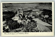 96231 W8623 Vierzehnheiligen Foto AK Fliegeraufnahme von Schloss und Kloster Banz mit Klosterkirche St. Dionysius