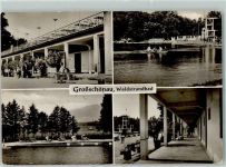 02779 O8802 Großschönau , Sachs Gebrauchsspuren Schwimmbad Waldstrandbad Umkleide Ruderboot Strandkorb Sprungturm