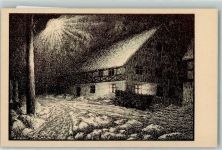 Hora Svaté Kateriny Sankt Katharinaberg Künstlerkarte das Licht leuchtet in der Finsternis Seele der Heimat sign. Erich Eiland