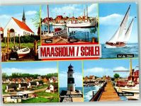 24376 W2341 Maasholm - Leuchtturm Kirche Jachthafen Segelboot