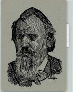 Federzeichnung Komponist AK Brahms, J. Künstlerkarte